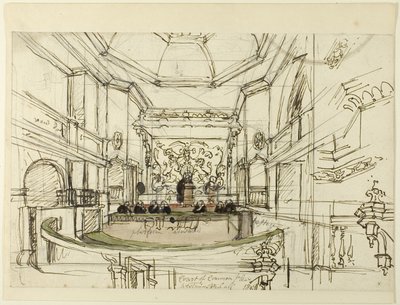 Tanulmány a Court of Common Pleas, Westminster Hall számára, London mikrokozmoszából alkotó: Augustus Charles Pugin