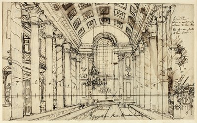 Tanulmány az Egyptian Hall Mansion House számára, a londoni Microcosmtól alkotó: Augustus Charles Pugin
