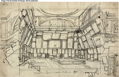 Tanulmány a Somerset House Kiállítóteremhez, a Microcosm of Londontól alkotó: Augustus Charles Pugin
