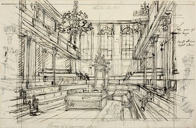 Tanulmány a House of Commons számára, a Microcosm of Londontól alkotó: Augustus Charles Pugin
