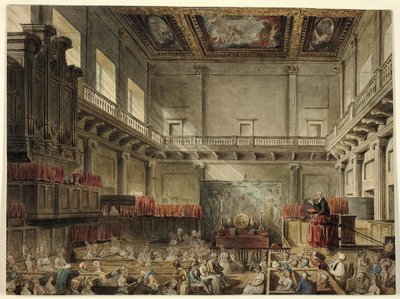 Tanulmány a Royal Chapel, Whitehall számára, a londoni mikrokozmoszban alkotó: Augustus Charles Pugin