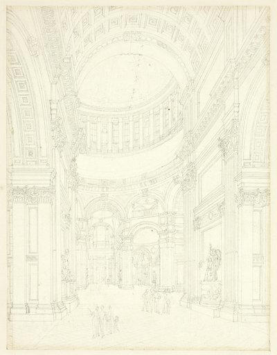 Tanulmány a Szent Pál katedrálishoz, a London mikrokozmoszából alkotó: Augustus Charles Pugin