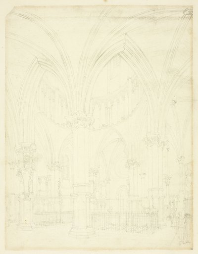 Tanulmány a Temple Church számára, a londoni Microcosmtól alkotó: Augustus Charles Pugin