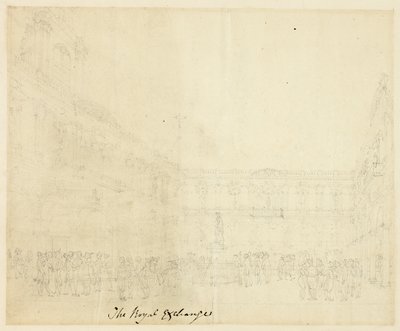 Tanulmány a Royal Exchange számára, a londoni Microcosmtól alkotó: Augustus Charles Pugin