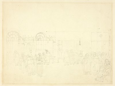 Tanulmány a Watch House, St. Mary Le Bone számára, a Microcosm of Londontól alkotó: Augustus Charles Pugin