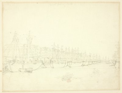 Tanulmány a West India Docks számára, a Microcosm of Londontól alkotó: Augustus Charles Pugin