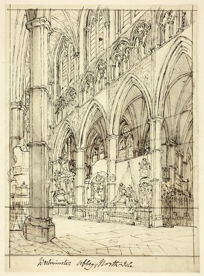 Tanulmány a Westminster Abbey számára, a londoni Microcosmtól alkotó: Augustus Charles Pugin