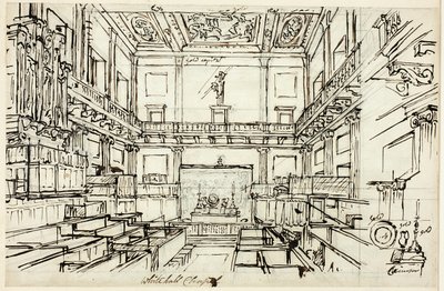 Tanulmány a Whitehall Chapel számára, a londoni Microcosmtól alkotó: Augustus Charles Pugin