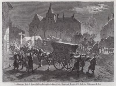 A Párizs melletti csatákban megsebesült szász katonák érkezése, francia-porosz háború, 1870. december 2. (metszet) alkotó: Augustus J. Beck