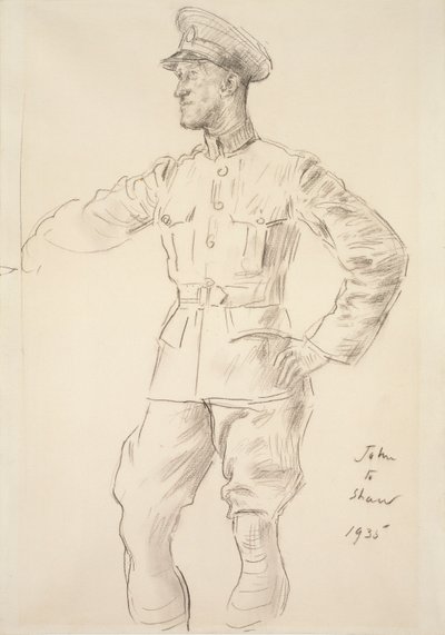 Repülőgép T.E. portréja Arábiai Shaw Lawrence, 1935 alkotó: Augustus John