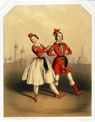 Carlotta Grisi és Jules Perrot - La Polka (litográfia) alkotó: Augustus Jules Bouvier