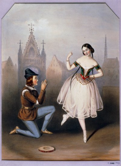 Carlotta Grisi mint Esmeralda és Jules Perrot mint Gringoire - La Esmeralda, balett 3 felvonásban ... (lithó) alkotó: Augustus Jules Bouvier