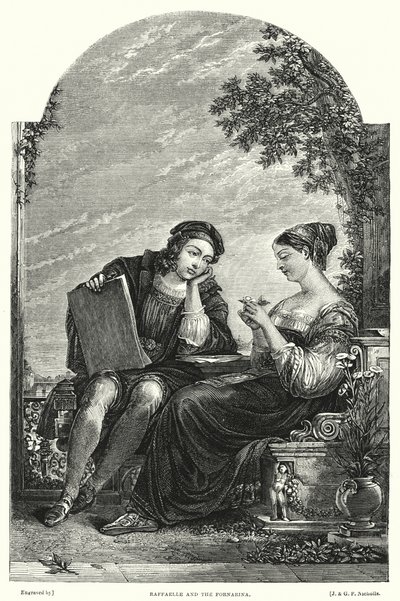 Raffaelle és a Fornarina (metszet) alkotó: Augustus Wall (after) Callcott
