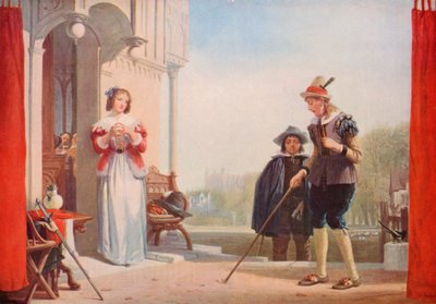 Shakespeare: Slender és Anne Page, Windsori házas feleségek, I. felvonás, 1. jelenet (színes litó) alkotó: Augustus Wall (after) Callcott