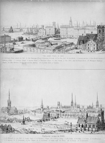 Katolikus város 1440-ben és ugyanez a város 1840-ben alkotó: Augustus Welby Northmore Pugin