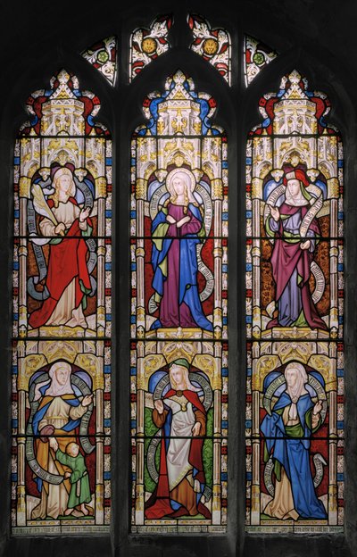 Ruth, Szűz Mária, Sarah, Hannah, Dorcas és Anne, 1852 (ólomüveg) alkotó: Augustus Welby Northmore Pugin