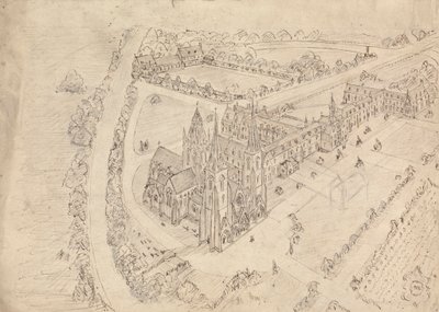 Vázlat egy gótikus templomról és kolostorról alkotó: Augustus Welby Northmore Pugin
