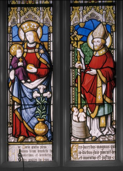 Szűz és gyermek Szent Miklóssal, részlet, 1841 (ólomüveg) alkotó: Augustus Welby Northmore Pugin