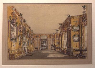A sárga (északi) szalon (színes litográfia) alkotó: Augustus Welby Pugin