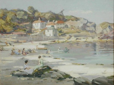 A Cornish Beach (olaj a panelen) alkotó: Augustus William Enness