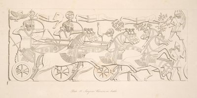 Asszír harcosok csatában, Ninive emlékműveiből, kocsma. 1849 alkotó: Austen Henry Layard