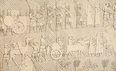 Részlet a rabok és zsákmányból Lachich városából, illusztráció a Ninivei emlékművekből, 1858 alkotó: Austen Henry Layard