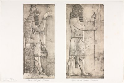 Ninive műemlékei: 6. tábla, Nimroud halisten, ábra Kouyunjik bejáratánál, 1853. alkotó: Austen Henry Layard