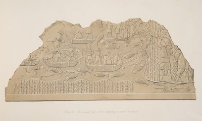 Egy mocsárban lakó törzs (Kouyunjik) meghódítása Ninive emlékművéből, kocsma. 1849 alkotó: Austen Henry Layard