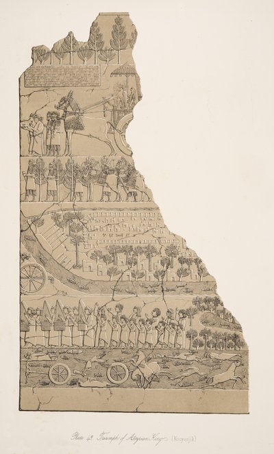 Asszír királyok diadala (Kouyunjik), Ninive emlékműveiből, kocsma. 1849 alkotó: Austen Henry Layard