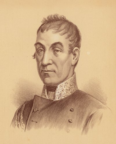 Lachlan Macquarie vezérőrnagy, Új-Dél-Wales ötödik kormányzója (színes litográfia) alkotó: Australian School