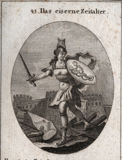 A vaskor allegóriája, amelyet erőszak, rosszhiszeműség és árulás jellemez. Heves megjelenésű, sisakkal van felfegyverkezve a farkas fejében, kardot és pajzsot tart, ahol a csalást és a bűnt ábrázolják (sziréna és kígyó emberi arccal). E alkotó: Austrian School