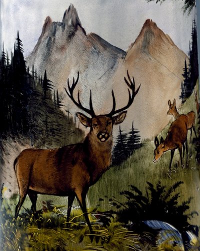 Szarvas a réten, részlet üvegből és átlátszó zománcozott bögre, Ausztria alkotó: Austrian School