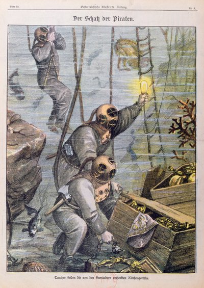 A búvárok kalózok által a templomokból kifosztott kincset találták, 1897 alkotó: Austrian School