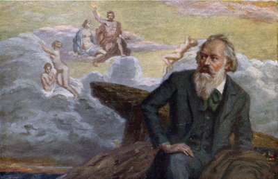 Képeslap Johannes Brahms (1833-97) 1. op.68. szimfóniájának komponálásáról, 1900 körül alkotó: Austrian School