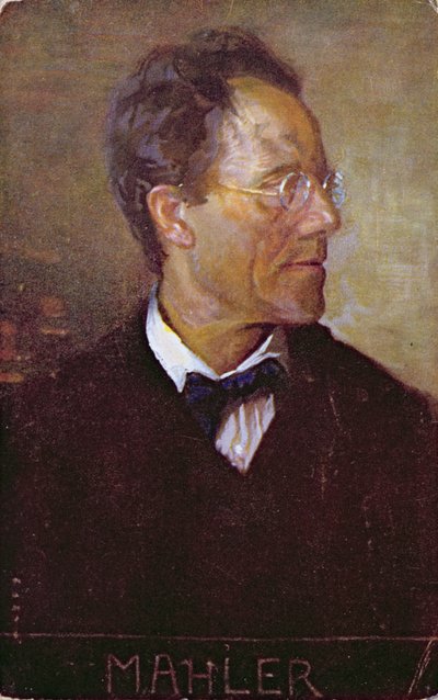Gustav Mahler (1860-1911) portréját ábrázoló képeslap 1910 körül (színes litográfia) alkotó: Austrian School