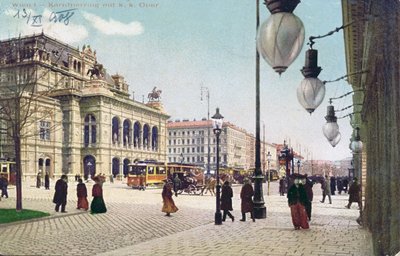 A Kaerntnerring és a Császári és Királyi Opera Bécsben, 1908 alkotó: Austrian School