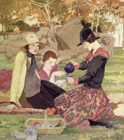 Piknik (akvarell és gouache papíron) alkotó: Averil Mary Burleigh