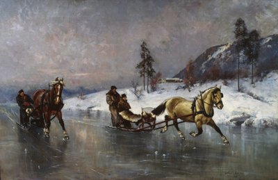 Szánkózás a jégen (olaj, vászon) alkotó: Axel Hjalmar Ender