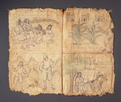 Techialoyan Codex, Coyotepec Coyonazco, Mexikó (pigment és tinta papíron) alkotó: Aztec