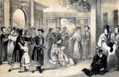 "A kínai népet a tatárok rabszolgának adták el, miután Zinguis-khan meghódította őket", 1847. alkotó: B Clayton