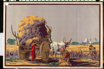 A Paddy Field a „Burma: A gazdag erőforrások földje” sorozatból (színes litho) alkotó: Ba Nyan