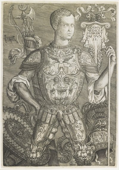 Cosmo I de Medici, metszett: Niccolo della Casa (fl. C.1543-48) alkotó: Baccio (after) Bandinelli
