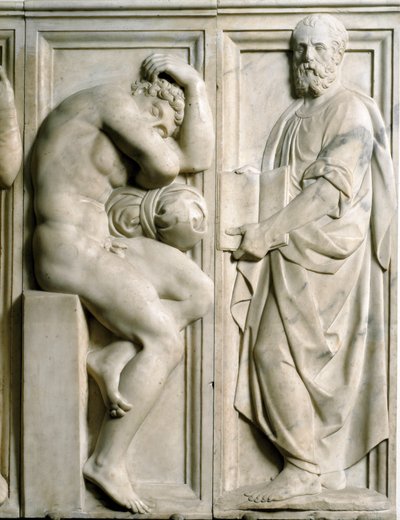 Próféta és Ignudo Alacsony márványdombormű, Baccio Bandinelli (1493-1560) alkotó: Baccio Bandinelli
