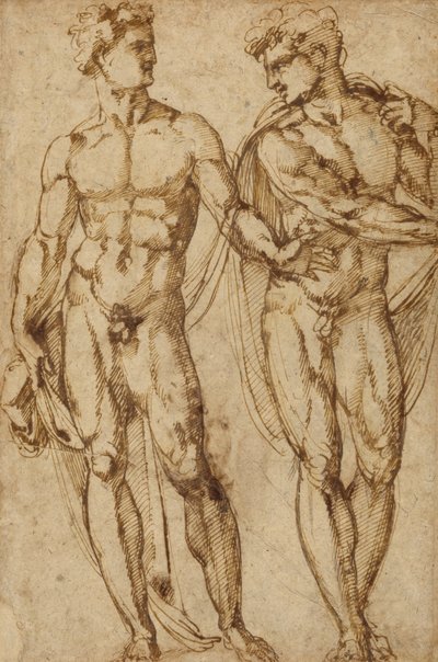 Tanulmány két férfiról (recto); Tanulmány egy szakállas férfi fejéről (verso) alkotó: Baccio Bandinelli