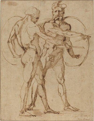 Két férfi akt, 1520 körül (toll és barna tinta fektetett papíron) alkotó: Baccio Bandinelli