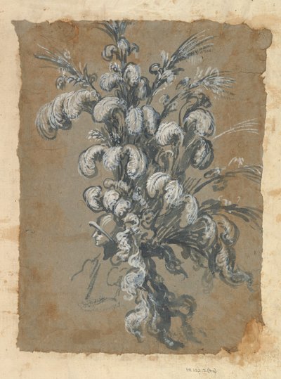 Tervezés egy pazar fejdíszhez tollas sisakon, kb. 1620-56 . alkotó: Baccio del Bianco
