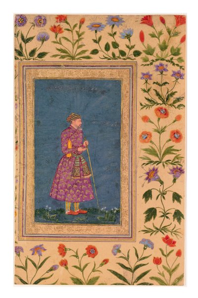 Moghal Grandee portréja, álló, 1640 körül (átlátszatlan akvarell és arany papíron) alkotó: Bahadur Ilyas