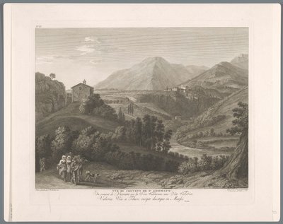 Gezicht op de San Cosimato Kilátás a kolostorra a St. Cosimato (cím az objektumon) VI. lakosztály kilátással Róma környékére (...) (sorozat címe) alkotó: Balthasar Anton Dunker