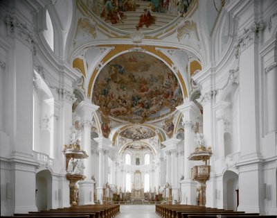 A kolostortemplom belső képe, Johann Balthasar Neumann (1687-1753) építész, Neresheim, Németország alkotó: Balthasar Neumann