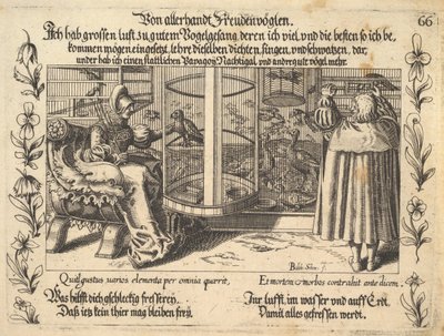 Mindenféle vidám madarak közül, Petrarch, Glück und Unglück Spiegel illusztrációja, figura..., 1652. alkotó: Balthasar Schwan
